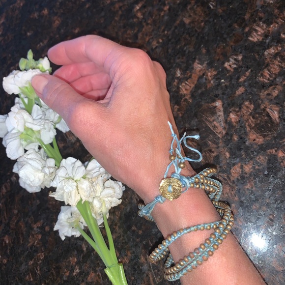 Woven Brass Beaded Bracelet - Picture 3 of 3